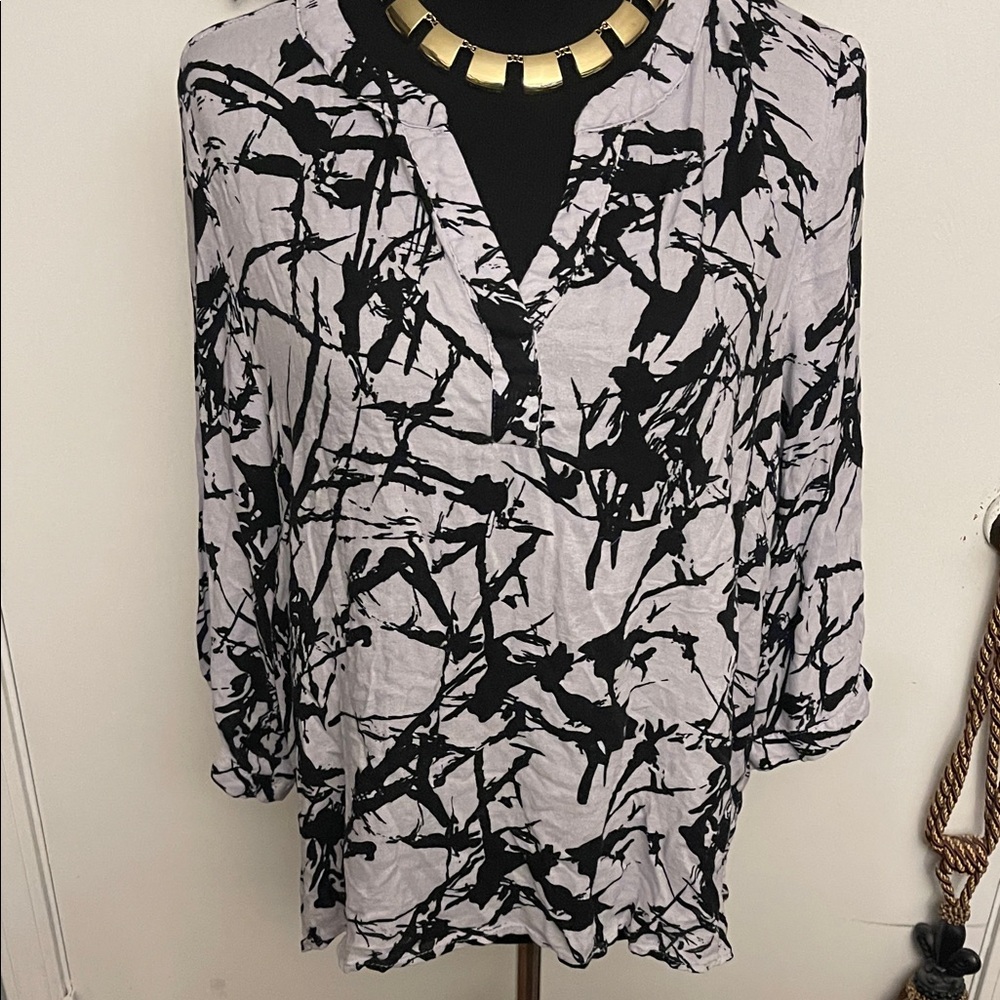 Abstract Black and White Women's Top